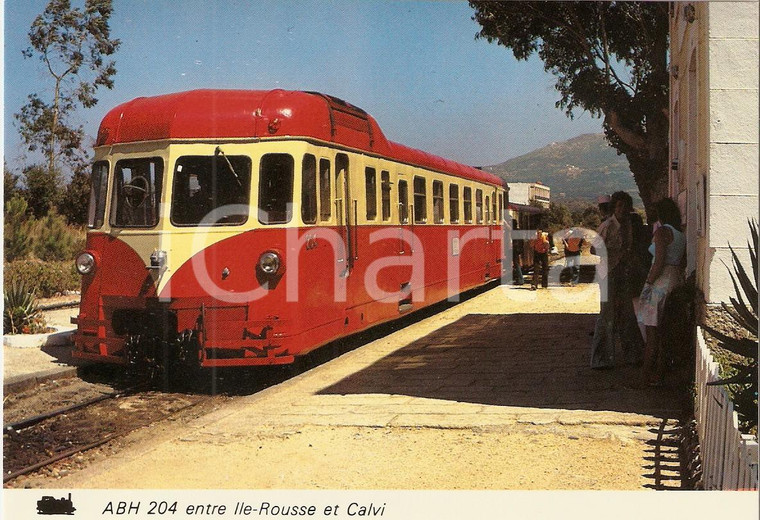 1977 ILE ROUSSE - CALVI (CORSICA) Autorail RENAULT ABH 204 *Cartolina ANIMATA FG