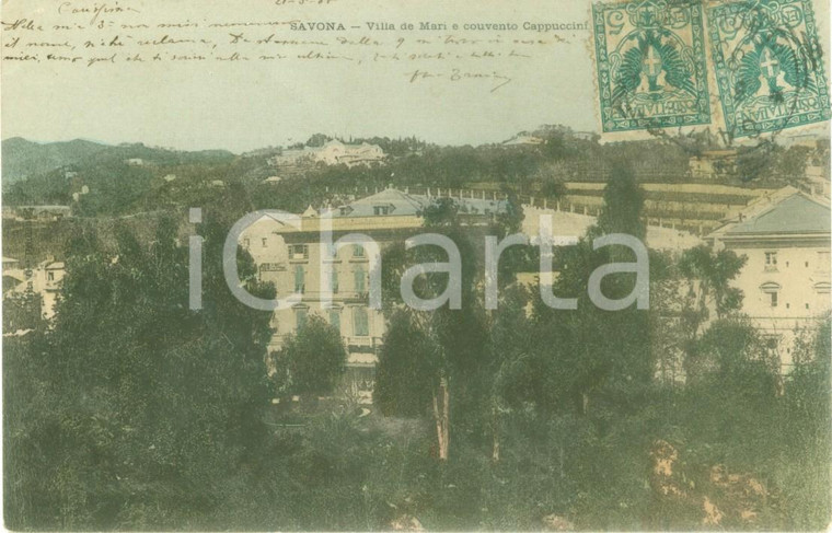 1905 SAVONA Villa DE MARI Convento Cappuccini *Cartolina FP VG