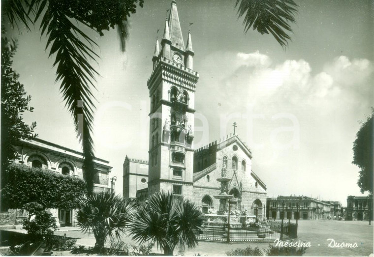 1954 MESSINA Veduta del Duomo e della piazza *Cartolina FG VG