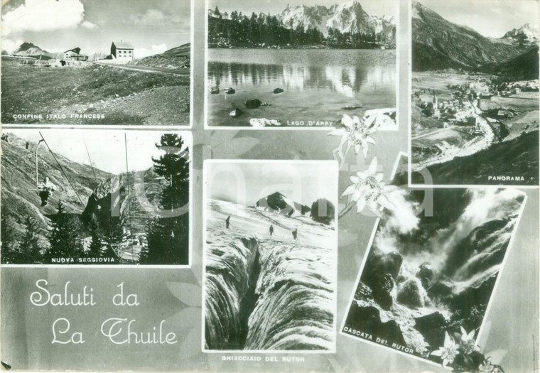 1967 LA THUILE (AO) Vedutine seggiovia confine lago d'ARPY *Cartolina FG VG