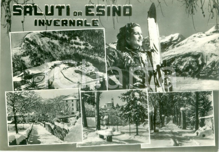 1962 ESINO LARIO (LC) Saluti dal le piste da sci Vedutine Cartolina FG VG