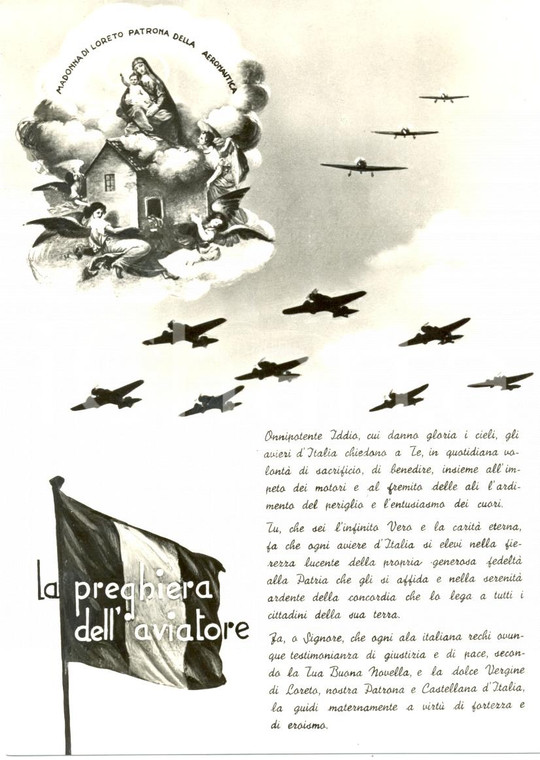1960 ca MADONNA DI LORETO Preghiera aviatore Patrona Aeronautica Cartolina FG NV