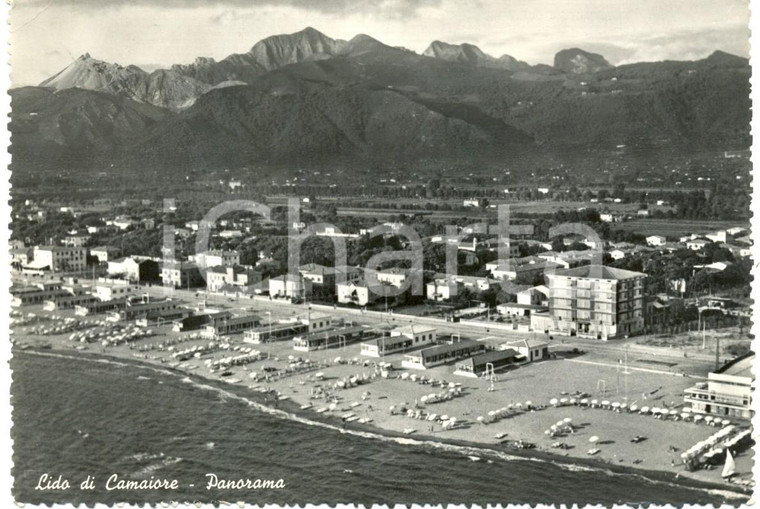 1955 LIDO DI CAMAIORE (LU) Veduta aerea del paese e spiaggia *Cartolina FG VG