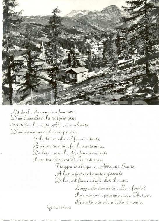 1957 MADESIMO (SO) Veduta dall'alto del paese *Cartolina FG NV poesia CARDUCCI
