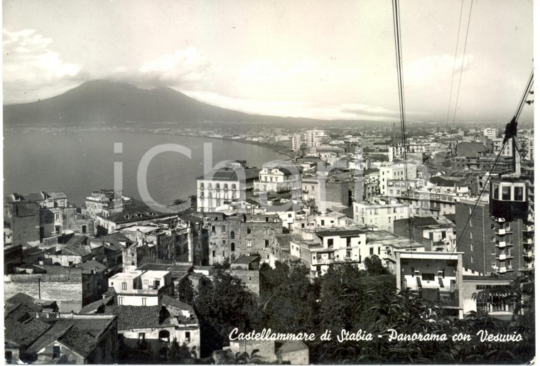 1959 CASTELLAMMARE DI STABIA (NA) Panorama del paese con VESUVIO *FG VG