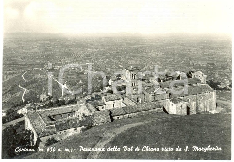 1955 ca CORTONA (AR) Panorama val CHIANA da SANTA MARGHERITA *Cartolina FG NV