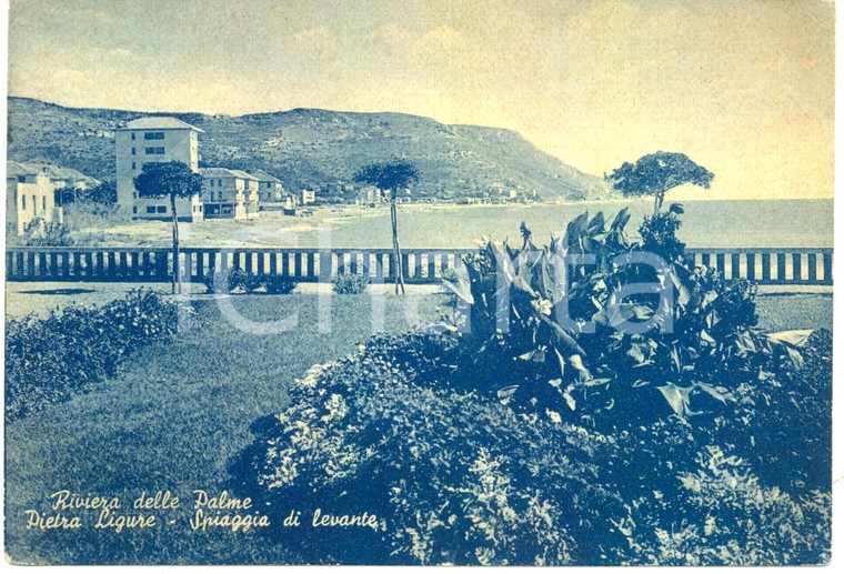 1940 ca PIETRA LIGURE (SV) Spiaggia di LEVANTE in Riviera PALME *Cartolina FG VG