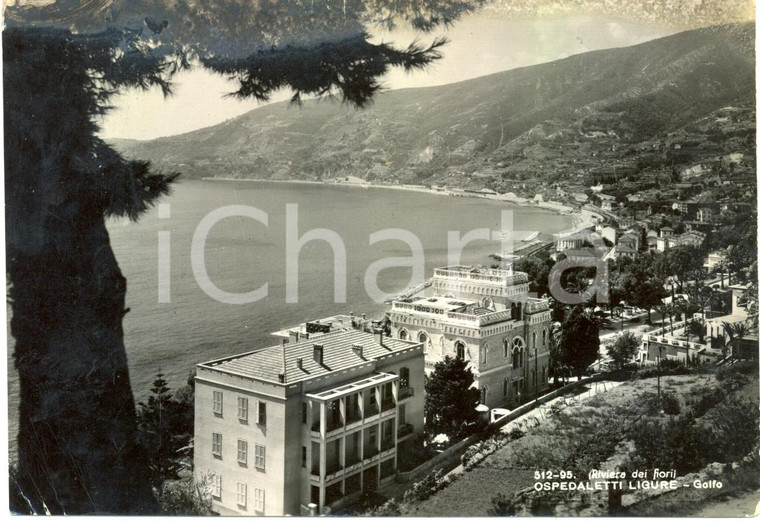 1960 ca OSPEDALETTI (IM) Veduta dall'alto del paese e Golfo *Cartolina FG VG