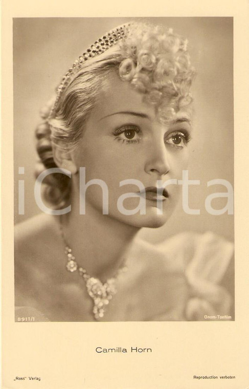 1930 ca CINEMA Attrice Camilla HORN Ritratto con diadema *Cartolina FP NV