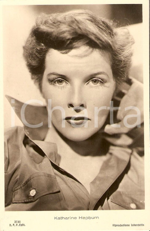 1937 CINEMA Actress Katharine HEPBURN Portrait *Cartolina FP NV