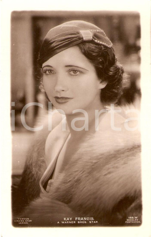 1930 ca CINEMA Actress Kay FRANCIS wears a fur coat *Cartolina FP NV