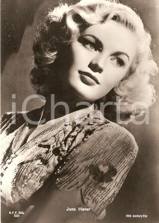 1955 ca CINEMA Actress June HAVER Portrait *Cartolina FG NV