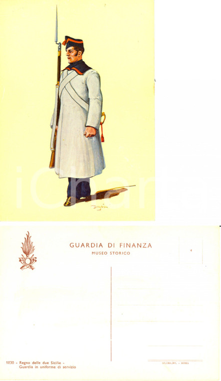 1960 ca GUARDIA FINANZA Costumi 1830 Regno Due Sicilie Guardia uniforme servizio