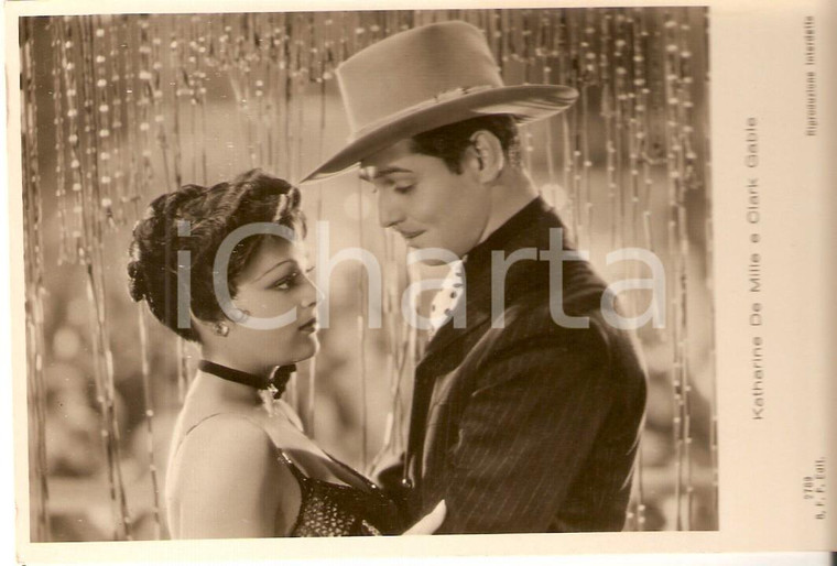 1940 ca CINEMA Katherine DeMILLE and Clark GABLE with cowboy hat Cartolina FP NV