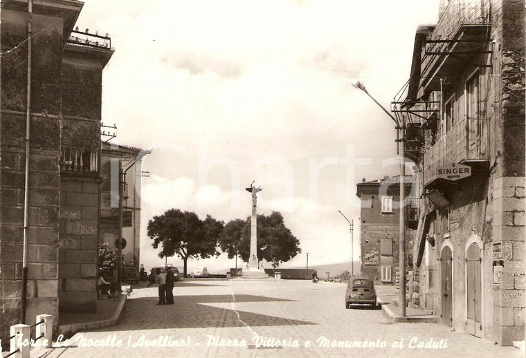 1960 ca TORRE LE NOCELLE Piazza Vittoria DUCE CANCELLATO *Cartolina DANNEGGIATA