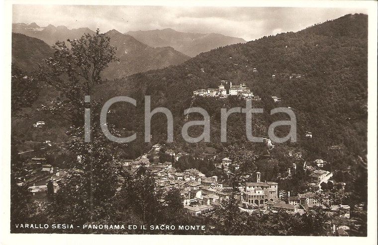 1942 VARALLO (VC) Panorama con il SACRO MONTE *Cartolina postale FP VG