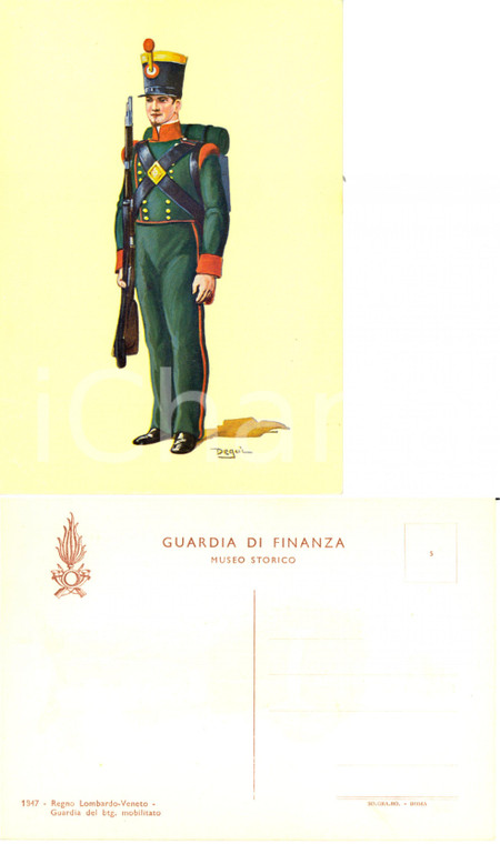 1960 ca GUARDIA FINANZA Costumi 1847 Regno Lombardo-Veneto Guardia Btg Ill DEGAI