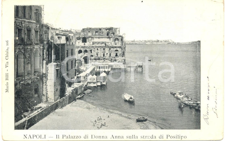 1900 ca NAPOLI Palazzo di DONNA ANNA sulla strada di POSILLIPO *Cartolina FP VG