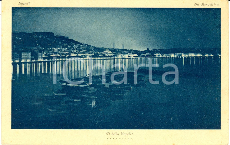 1918 NAPOLI Veduta panoramica di MERGELLINA *Cartolina FP VG