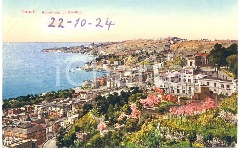 1924 NAPOLI Panorama con POSILLIPO *Cartolina postale FP NV