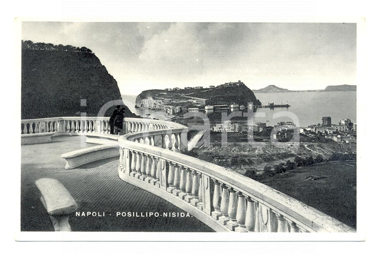 1940 ca NAPOLI Panorama con POSILLIPO e NISIDA *Cartolina postale ANIMATA FP NV