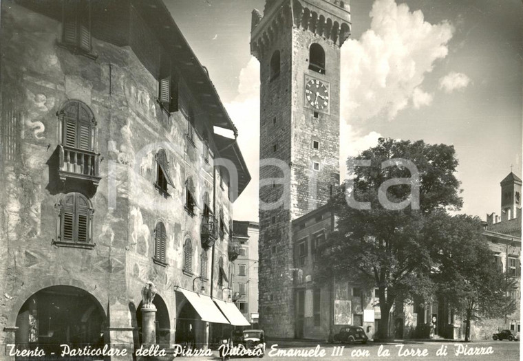 1940 ca TRENTO Piazza Vittorio Emanuele  FIAT 500  MAGGIOLONE *Cartolina animata