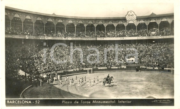 1949 BARCELONA (ES) Plaza de TOROS MONUMENTAL - Interior Cartolina ANIMATA FP VG
