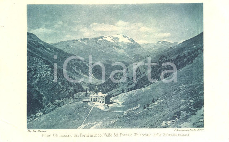 1940 ca SONDRIO Hotel GHIACCIAIO DEI FORNI e Ghiacciaio SOBRETTA Cartolina FP NV