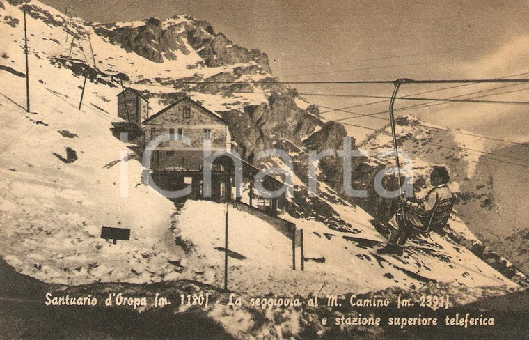 1954 OROPA (BI) Seggiovia al Monte CAMINO e stazione teleferica *Cartolina FP VG