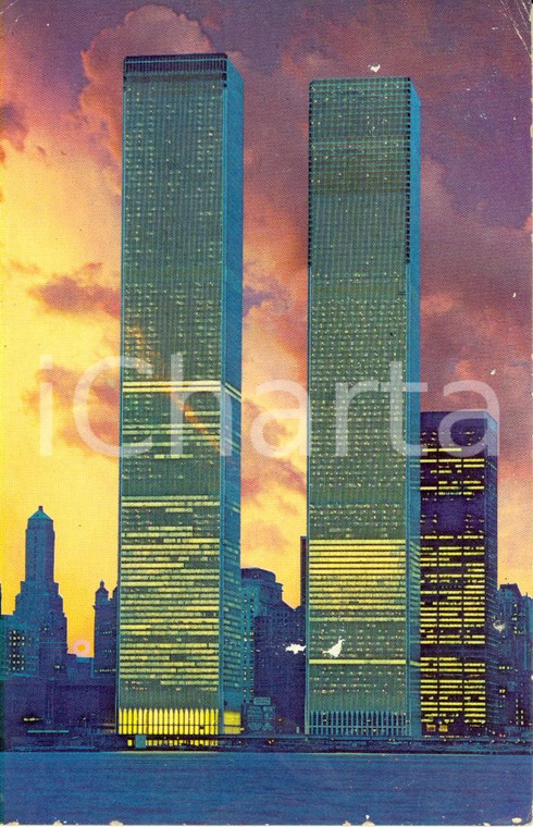 1980 NEW YORK (USA) WORLD TRADE CENTER *Cartolina DANNEGGIATA Vintage FP VG