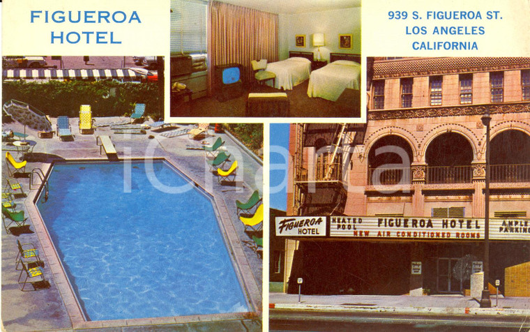 1970 ca LOS ANGELES (USA) Vedutine dell'Hotel FIGUEROA * Cartolina FP NV VINTAGE