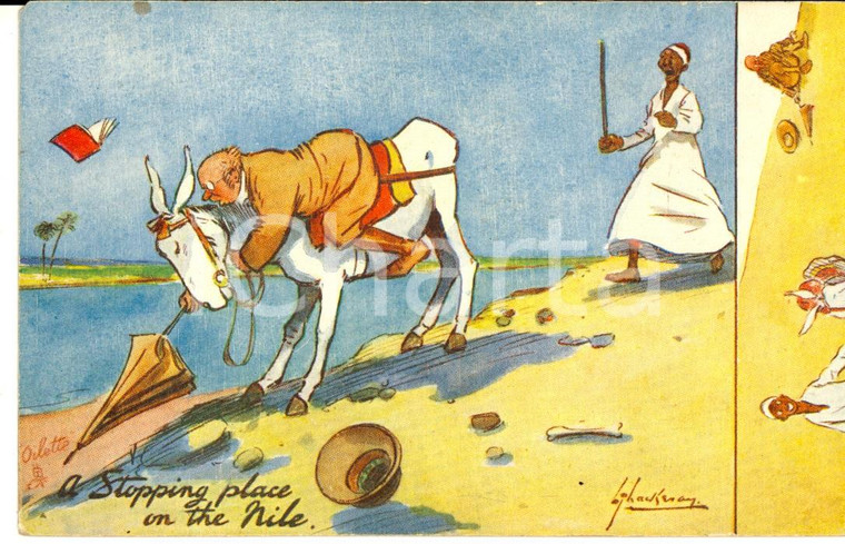 1920 ca HUMOUR IN EGYPT A stopping place on the Nile *Postcard OILETTE FP NV