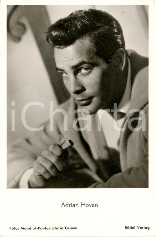 1950 ca Ritratto fotografico dell'attore austriaco ADRIAN HOVEN *Cartolina FP NV