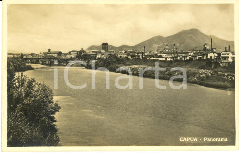 1940 ca CAPUA (CE) Panorama della città con il fiume VOLTURNO *Cartolina FP NV