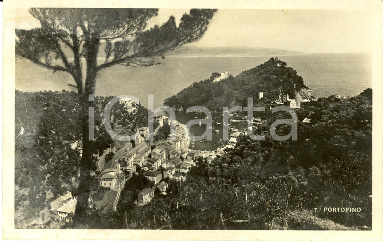 1940 ca PORTOFINO (GE) Veduta dell'abitato e del porticciolo *Cartolina FP NV