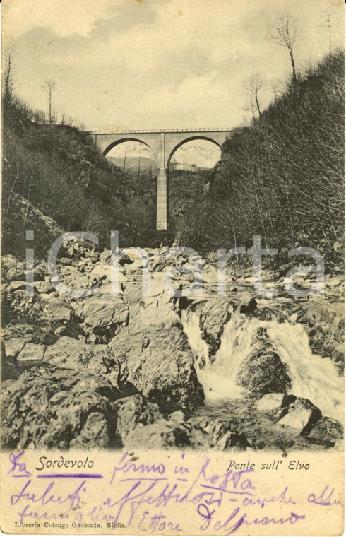 1907 SORDEVOLO (BI) Ponte sul torrente ELVO *Cartolina postale FP VG