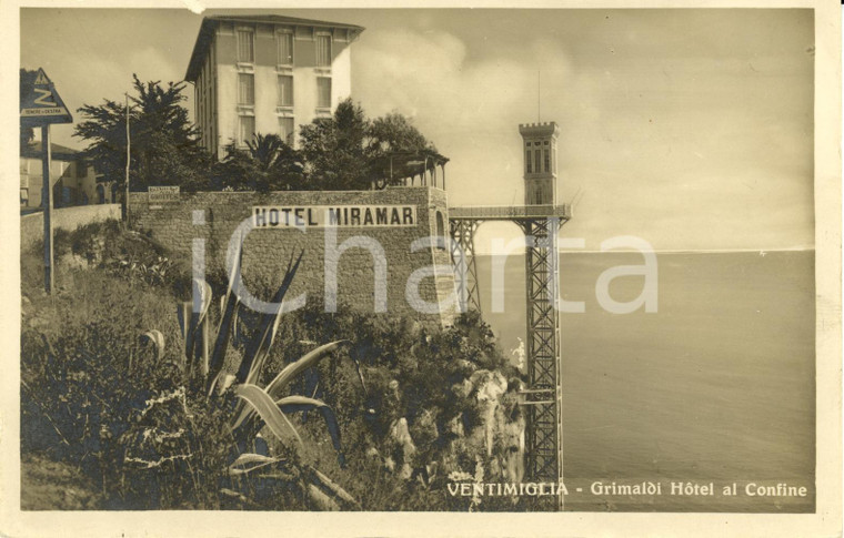 1949 VENTIMIGLIA (IM) GRIMALDI Hotel al confine *Cartolina postale FP VG