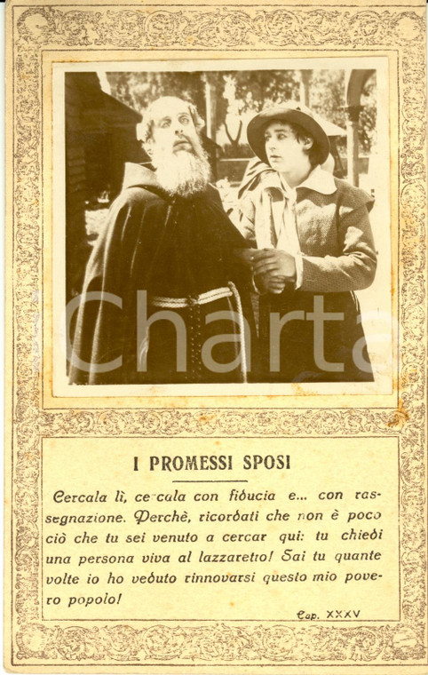 1913 FILM I PROMESSI SPOSI Fra Cristoforo e Renzo *FOTO DI SCENA su cartolina