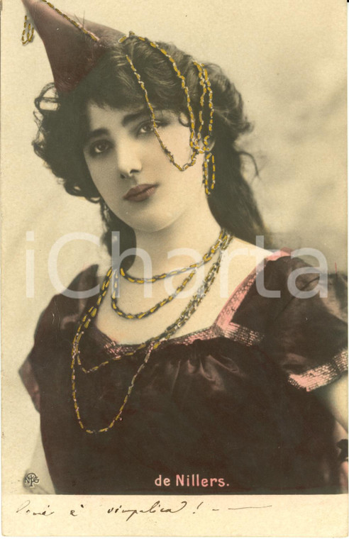 1902 TEATRO Ritratto fotografico di MADAME DE NILLERS *Cartolina FP VG
