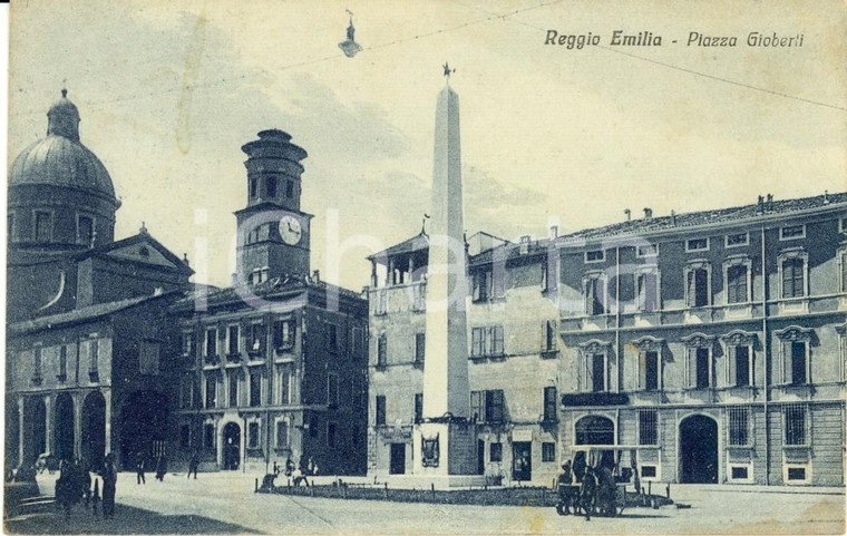 1915 ca REGGIO EMILIA Veduta di piazza GIOBERTI *Cartolina animata FP NV