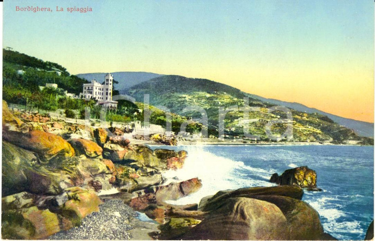 1910 ca BORDIGHERA (IM) Veduta della spiaggia dal mare *Cartolina postale FP NV