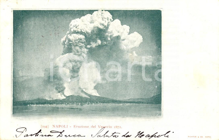 1903 NAPOLI L'eruzione del VESUVIO del 1872 vista dal mare *Cartolina FP VG