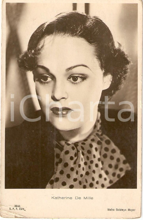 1936 CINEMA Portrait Katherine DEMILLE Actress METRO GOLDWYN MAYER *Cartolina FP