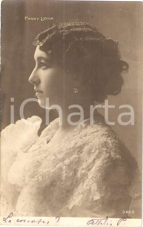 1910 ca CINEMA Actress Fanny LIONA Portrait *Cartolina FP VG