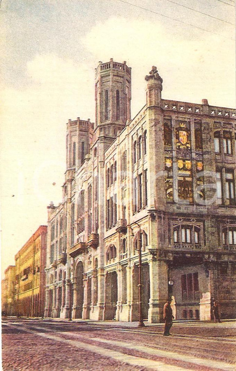 1940 ca CAGLIARI Palazzo Municipale e Via Roma ANIMATA *Cartolina FP NV
