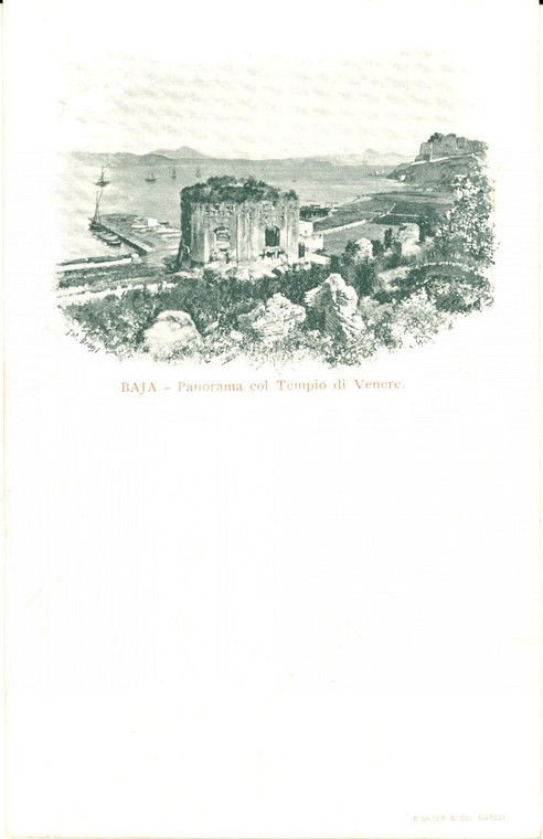 1900 ca BACOLI (NA) Panorama con Tempio di VENERE a BAIA *Cartolina FP NV