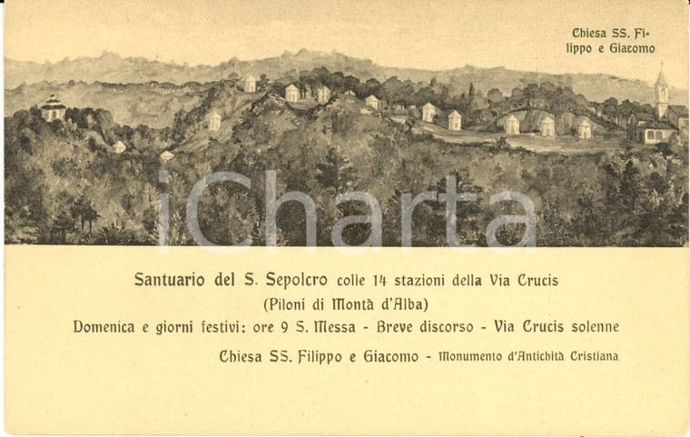 1930 ca MONTA' D'ALBA (CN) Santuario Santo Sepolcro *Cartolina ILLUSTRATA FP NV