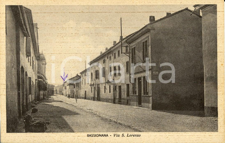 1943 BASSIGNANA (AL) Scorcio di Via San Lorenzo *Cartolina ANIMATA FP NV