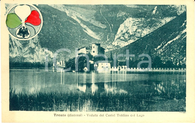 1919 CALAVINO (TN) Veduta del castello e del lago di TOBLINO *Cartolina FP NV