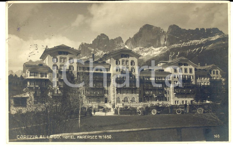 1923 CAREZZA AL LAGO (BZ) Hotel Karersee *Cartolina a Mariuka COSTESCU FP VG